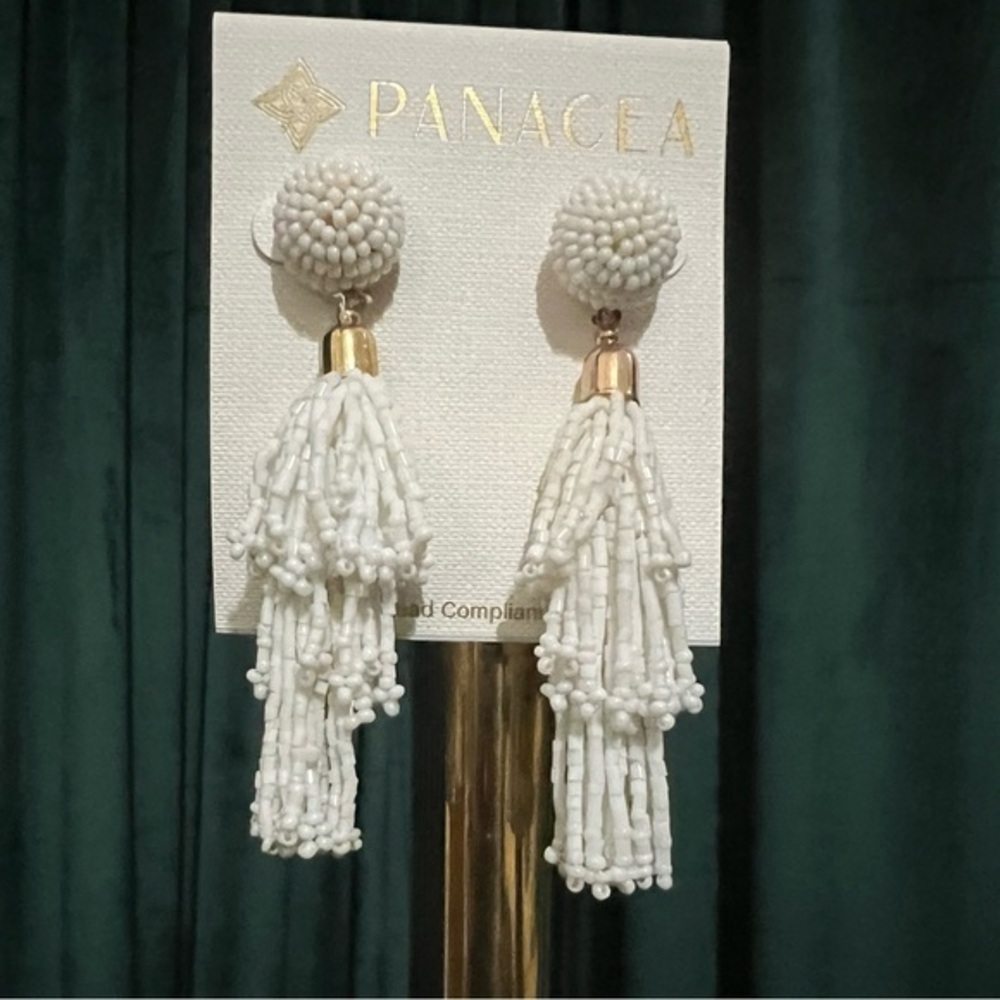 Panacea Cache White Beaded Earrings